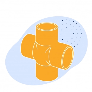 Крестовиная медная под пайку 22 мм М1ф ГОСТ 32590-2013